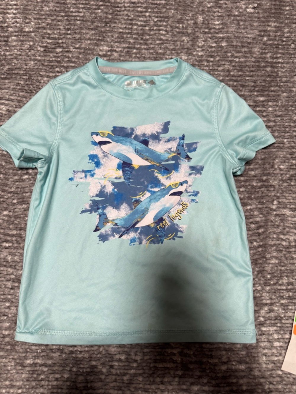 Reel Legends Light Aqua Kids Graphic Swim Shirt